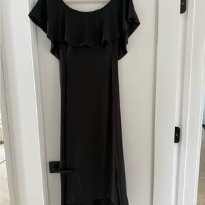 Theory Black High Low Dress with Ruffle